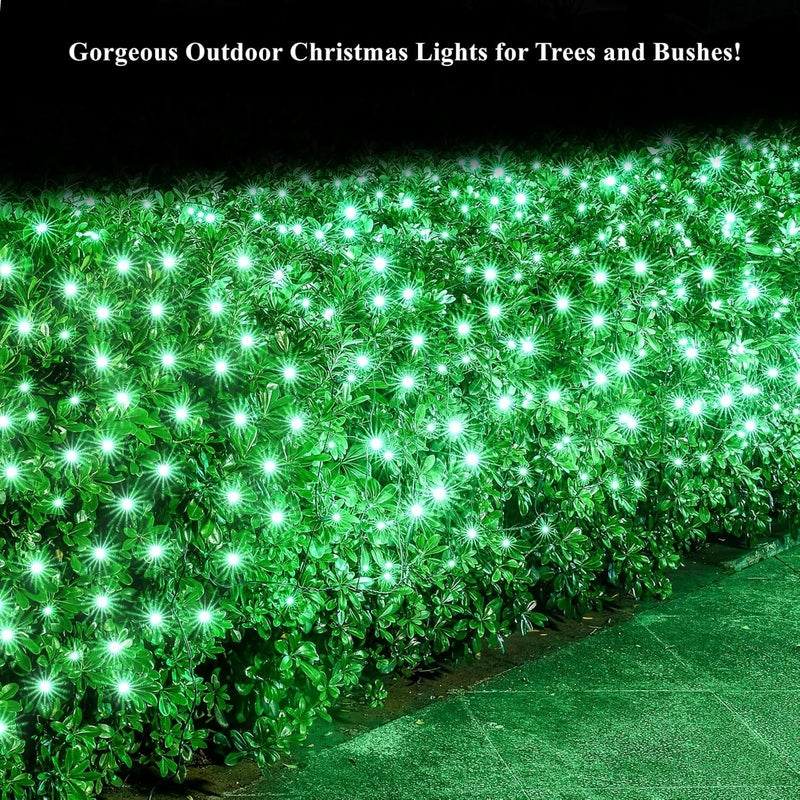 Dirnun Led Christmas Net Lights Green Outdoor Christmas Lights 160LED 5ftx7ft, Waterproof Outdoor Indoor Fairy Mesh Net Light for Xmas Party, Yard, Patio, Trees, Shrubs, Bushes Decorations - Image 5
